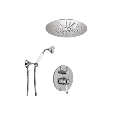 Set doccia incasso, monocomando con deviatore a rotazione, kit duplex, soffione incasso a molle d. 340, Praga Mix