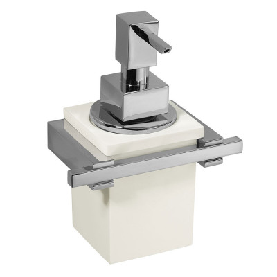 Porta dosatore Cube vetro vetrex con supporto e pompetta in ottone cromato