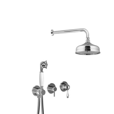 Single-lever built-in shower set with diverter, duplex kit, arm with brass shower head d.200, Harmony