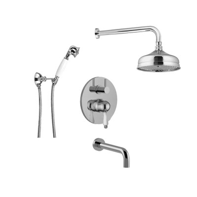 Single-lever built-in shower set with diverter, duplex kit, wall spout, arm with brass shower head, Harmony