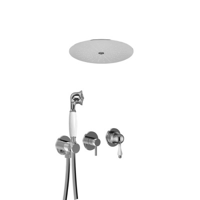 Single-lever built-in shower set with diverter, duplex kit, built-in rain and laminar shower head, Harmony
