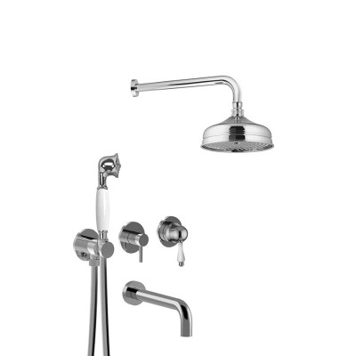 Single-lever built-in shower set with diverter, duplex kit, wall spout, arm with shower head, Harmony