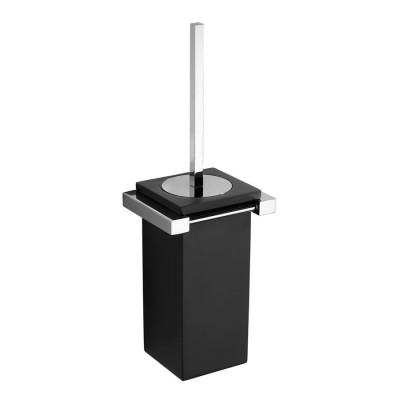 Oscar wall-mounted toilet brush holder in vetrex glass and brass support