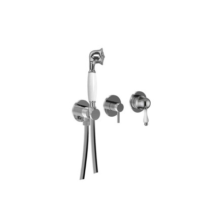 Built-in shower mixer, rotary diverter, duplex kit, 2 free outlets, Harmony