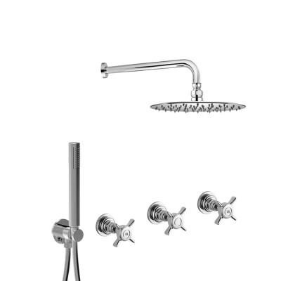 Built-in shower set with diverter, duplex kit, arm with stainless steel shower head, diameter 250 mm, G5