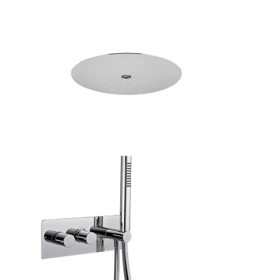 Built-in shower, thermostatic with diverter, duplex kit, built-in rain and laminar shower head d. 440 mm