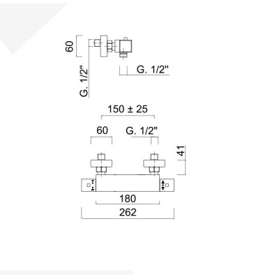 External thermostatic shower mixer with 1/2" connection.