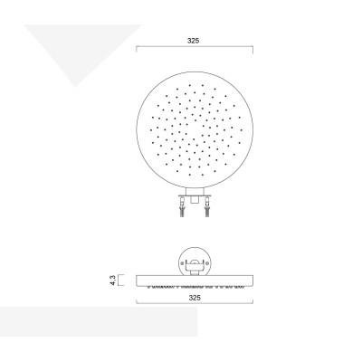 Stainless Steel Wall-Mounted Shower Head with Short Arm, Diameter 325 mm