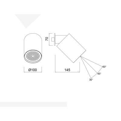 Soffione inox a parete completo di braccio corto, d. 100 mm