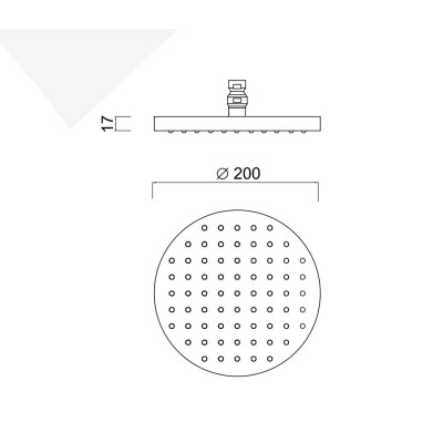 Soffione doccia in Abs, con anticalcare, d. 200 mm