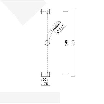 Saliscendi in ottone con doccia in ABS d.112 mm