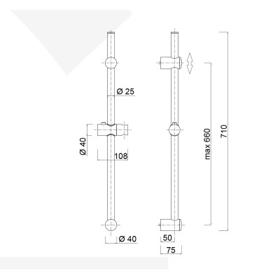 Adjustable sliding rail, chrome finish