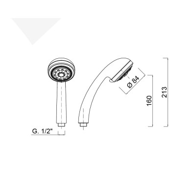 3-jet ABS hand shower, 84 mm diameter, chrome