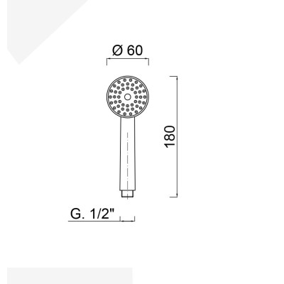 Single-jet ABS hand shower, 60 mm diameter, chrome