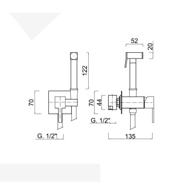 Built-in Single-Lever Bidet Mixer, Square