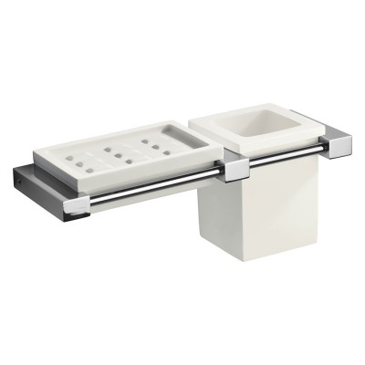 Porta sapone e bicchiere vetro vetrex Oscar, supporto in ottone