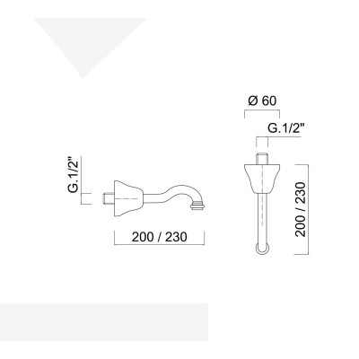 Wall-mounted Spout with Rosette, Curved Spout