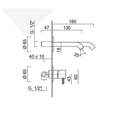 External part for wall-mounted single-lever basin mixer, without waste, My Future Deluxe