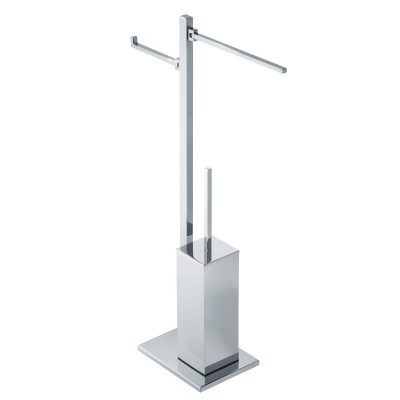 Floor stand with mobile elements for towel holder, roll holder and toilet brush, Cube