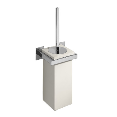Wall-mounted toilet brush holder in Vetrex glass with brass support, Diva