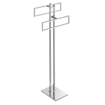 Floor stand with two 30 cm towel rails, chromed brass Diva