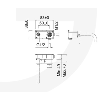 Parte incasso GGBOX 5297 lavabo a muro per articoli marchio Giulini G.
