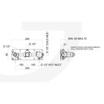 GGBOX 5301 Built-in Mixer, Rotary Diverter, Duplex, 1 Free Outlet. Giulini G.