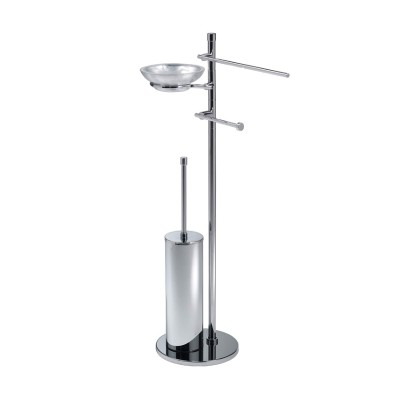 Piantana con elementi mobili p.salviette, p.rotolo, p.scopino, p.sapone base rotonda, Deco