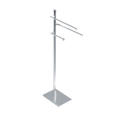 Piantana con elementi mobili 2 porta salviette e porta rotolo, base rettangolare, Deco