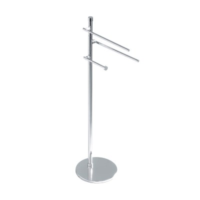 Piantana con elementi mobili 2 porta salviette e porta rotolo, base tonda, Deco