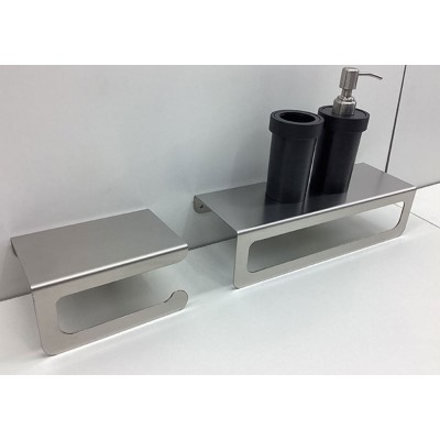 Mensola con porta salviette fissaggio a parete in acciaio inox, serie Eden