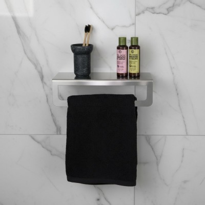 40 cm Stainless Steel Wall-Mounted Shelf with Towel Rail, Eden Series