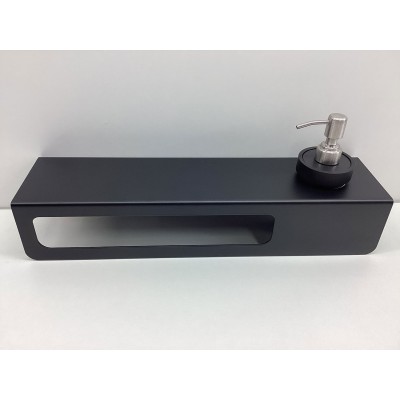 Mensola porta salviette con dosatore, fissaggio a parete in acciaio inox, serie Eden