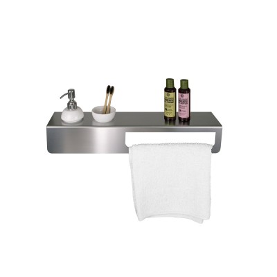 Mensola porta salviette con dosatore, 57 cm. fissaggio a parete in acciaio inox, serie Eden