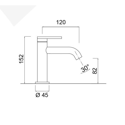 Monocomando lavabo in acciaio inox 316L , senza scarico, serie Open