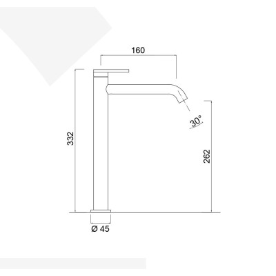 High-Level Basin Mixer Tap, Long Spout in 316L Stainless Steel, Without Waste, Open Series