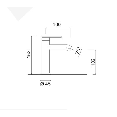Single-lever bidet mixer, without waste, 316L stainless steel, Open series