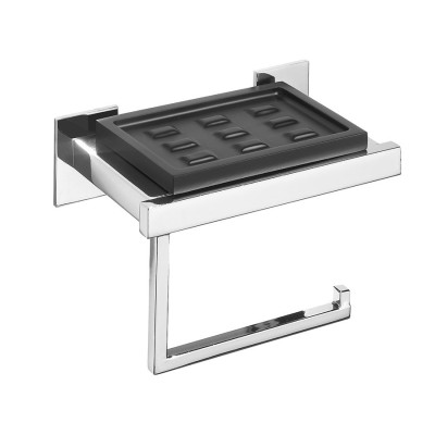 Porta sapone vetro vetrex e porta rotolo sagomato Diva, supporto in ottone