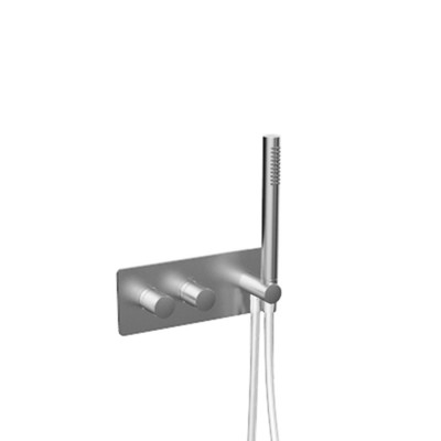 Built-in Thermostatic Shower Mixer with Diverter, Integrated Duplex Kit, 2 Free Outlets, 316L Stainless Steel, Open