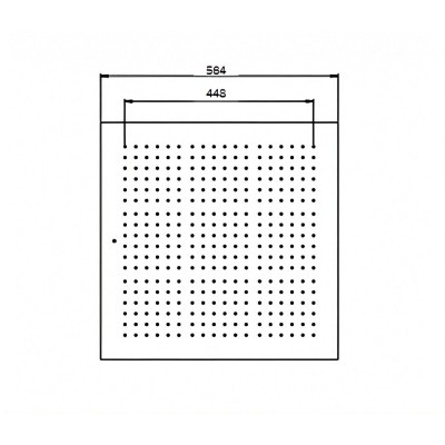 Soffione quadrato da incasso 564 x 564 mm in  acciaio AISI 316L, 1 getto pioggia, RAINPLAIN 5656