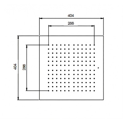 Square Built-in Shower Head, 404 x 404 mm, AISI 316L Stainless Steel, 1 Rain Jet, RAINPLAIN 4040