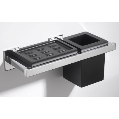 Porta sapone con porta bicchiere in vetro vetrex Diva supporto ottone