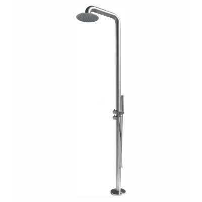 Set colonna totem, inox AISI 316L spazzolato con miscelatore, deviatore e soffione doccia, Eva