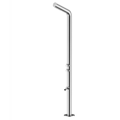 Colonna doccia, inox AISI 316L spazzolato con miscelatore, deviatore e soffione incorporati, bocca lavapiedi, Adam
