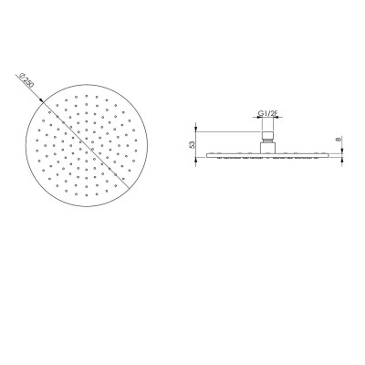 Soffione doccia acciaio inox AISI 316L spazzolato rotondo diam. 20, 25, 30 cm con anticalcare, Virtus T