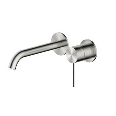 Single-lever mixer, built-in basin spout in AISI 304 stainless steel, brushed finish, Olympia