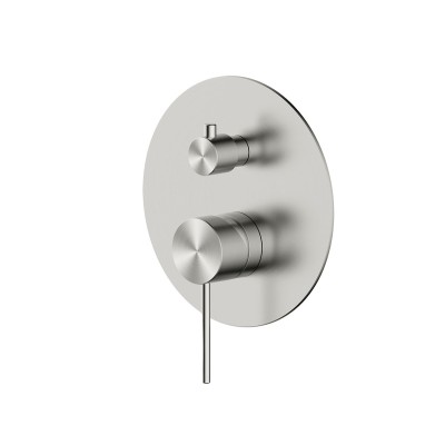 Built-in shower mixer in AISI 304 and 316 steel with diverter and built-in box, brushed finish, Olympia