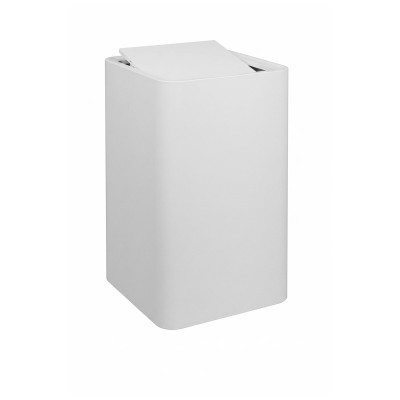 Cesto porta biancheria con coperchio basculante, quadrato in acciaio inox  H.28 cm, bianco opaco