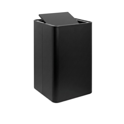 Stainless Steel Square Laundry Hamper with Swing Lid, H. 28 cm, Matte Black