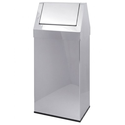 Cesto inox quadrato con coperchio basculante, capacita 70 litri, h. 90 cm